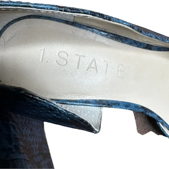 1. State Leather Snake Embossed d’Orsay Wedge Melman Pumps 8 1/2 - Picture 4 of 10